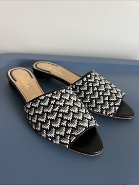 Jerome C. Rousseau. declair beaded open toe slides block heel sandals 37